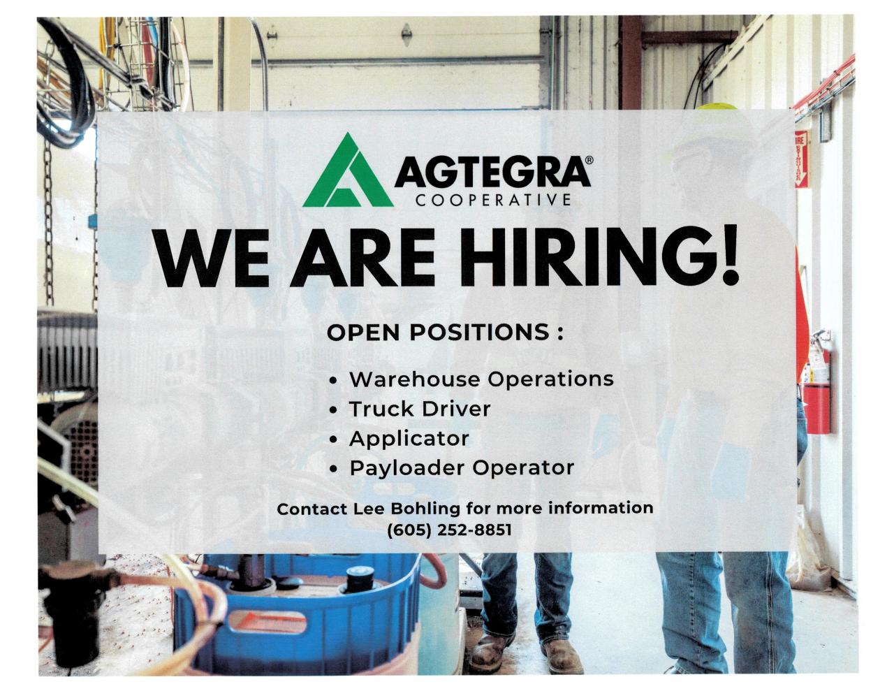 Warehouse Operations, Truck Driver, Payloader Operator at Agtegra