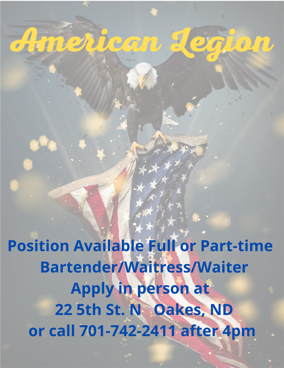 Bartender/Waitress/Waiter at American Legion