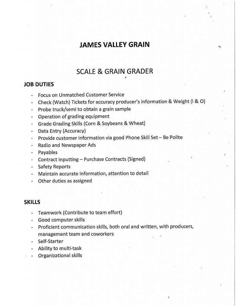 Scale & Grain Grader at James Valley Grain