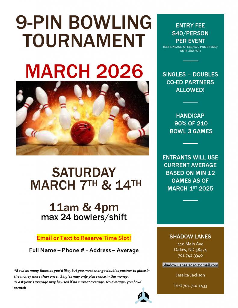 Shadow Lanes 9 pin Tournament