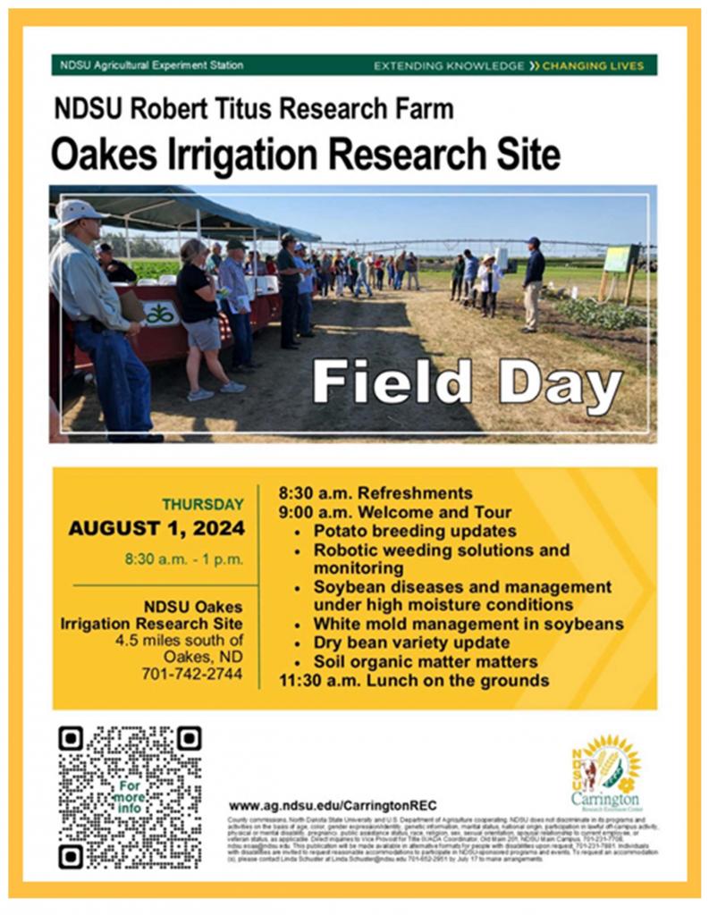 NDSU Oakes Irrigation Research Site Field Day