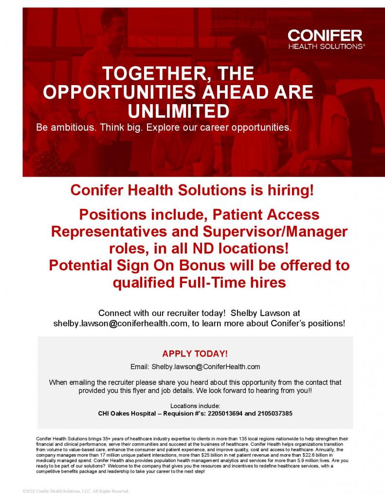 Multiple Positions at Conifer Health Solutions