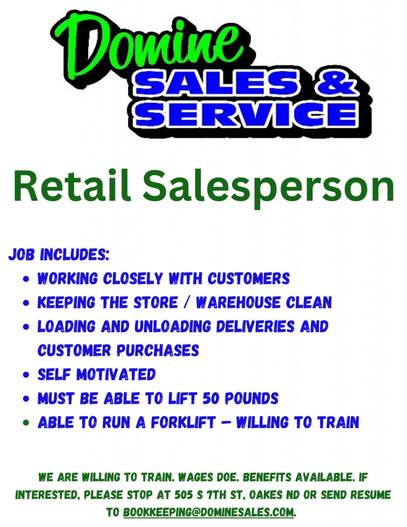 Retail Salesperson at Domine Sales & Service
