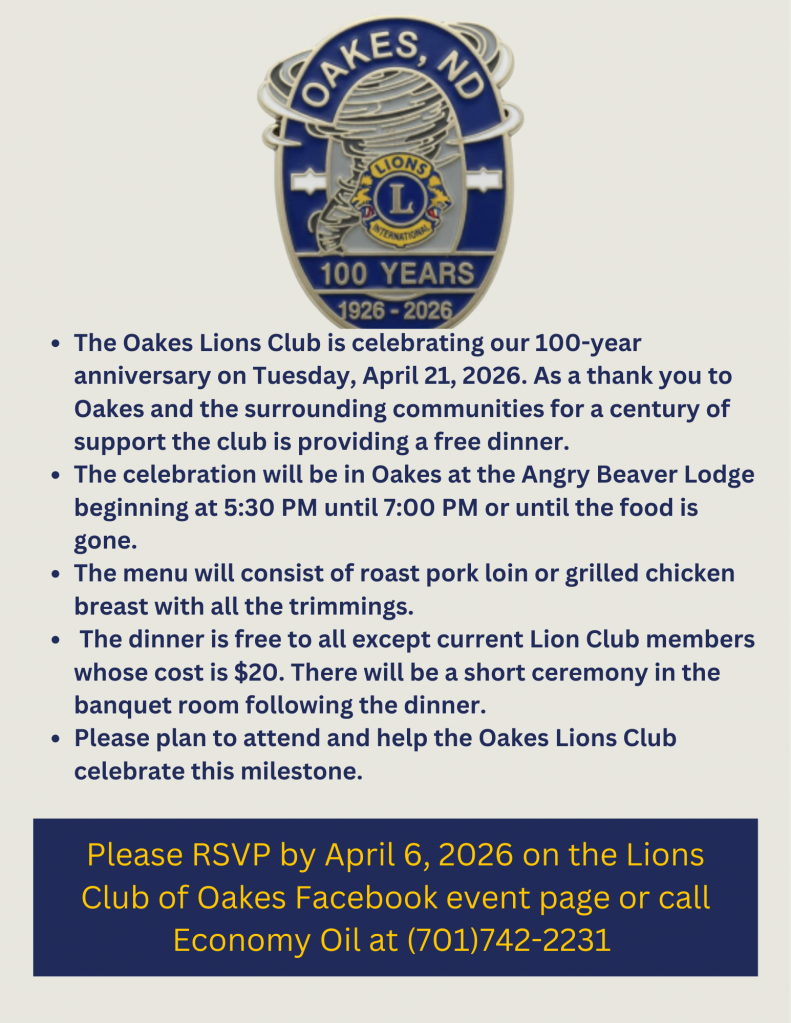 Oakes Lions 100th Anniversary Celebration