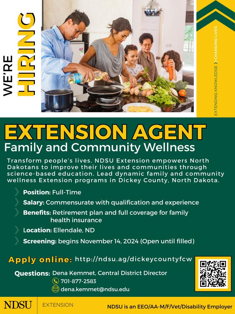 Family & Community Wellness Extension Agent at Dickey County NDSU