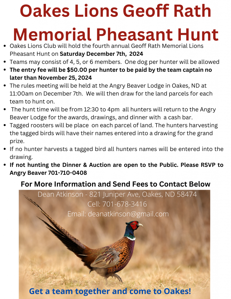 Lion's Dr Rath Memorial Pheasant Hunt