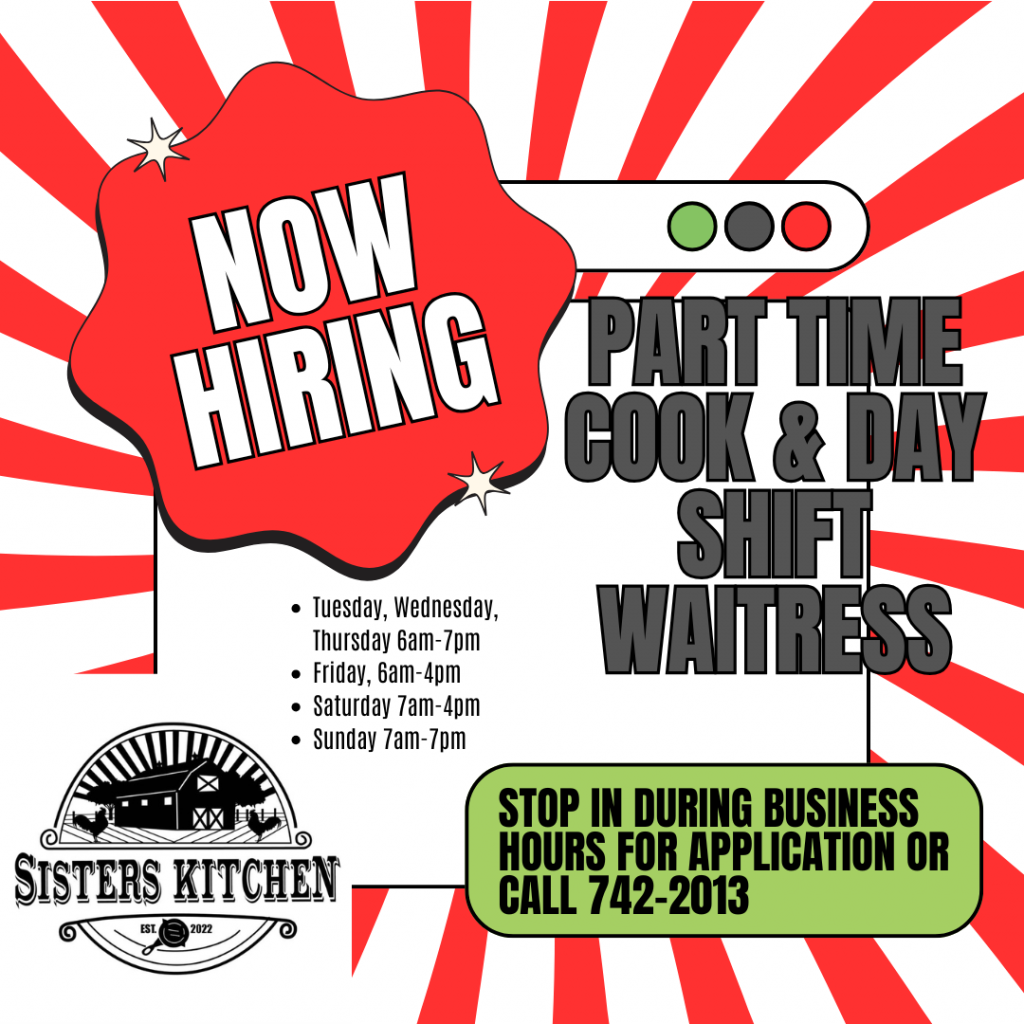 Cook & Day Shift Waitress at Sisters Kitchen