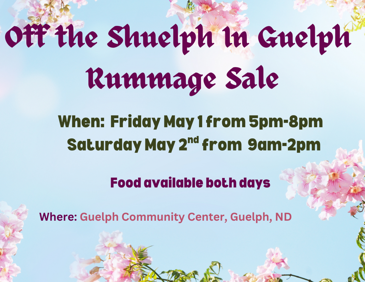 Off the Shuelph in Guelph Rummage Sale